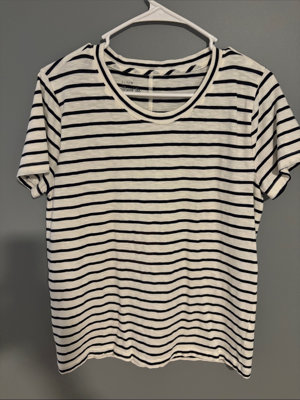 J. Crew White Tee with Black Horizontal Stripes